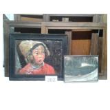 MISC WOOD FRAMES, HAND PAINTED PICTURE, SANDSCAPE