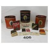 CIGAR BOX OF MATCHES, CIGARETTE PAPERS, TOBACCO