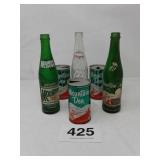 1 PEPSI BOTTLE, MT DEW BOTTLES AND CANS