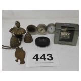 MISC ITEMS - WINDCHIMES, MEDART DESK CLOCK, FORD