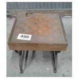 ANTIQUE CHECKER / CHESS DESK w DRAWER and GAME