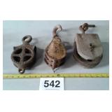 3 ANTIQUE PULLEYS