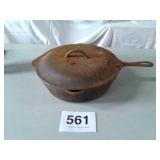 10" CAST IRON PAN W LID