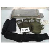 MILITARY GLOVES W TRIGGER FINGER, SOCKS, AMMO CAN