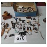 VTG TOYS, BOX OF ROCKS & INDIAN BEADS