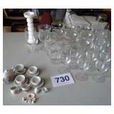 WINE GLASSES, TEA SET, ETC