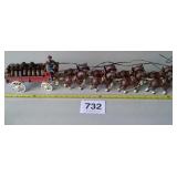 CAST IRON BEER DELIVERY WAGON AND HORSES