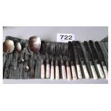 MOTHER OF PEARL W STERLING BAND FORKS AND KNIVES,