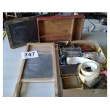 WASH BOARD, DRAWER DIVIDER, CHALKBOARD, JUNK