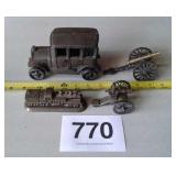 CAST IRON CANNONS, CAR, TRAIN