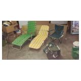 Two Chase lounge chairs one bag chair