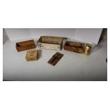 Old wood cigar boxes, mouse trap.