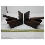WOOD CANNON BOOK ENDS