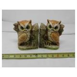 OWL BOOK ENDS-sand filled-one damaged