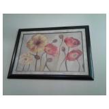 FRAMED FLOWER PRINT 44"x32"
