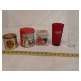 COCA COLA TINS:GLASSES
