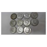 11 half  Dollars $1964 to 69 40% silver