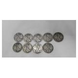 9 walking liberty silver half dollars 9 x bid