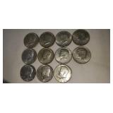 11   Kennedy half $1964 the 1968  40% silver