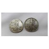 Two  walking liberty half dollars silver 2 x bid