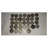 32 Mercury dimes and one1900 dime