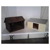 2 WOODEN TOY BARNS