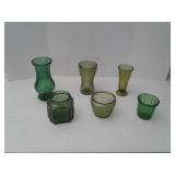 GREEN glass vases