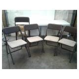5 FOLDING chairs. 1 is DAMAGED on the seat