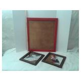 2 hand painted wood framed mirrors and wooden
