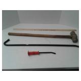Sledge hammer and 2 PRY bars