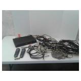 DISH BOX, 2 remotes, and cables