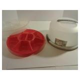 cake carrier and relish tray with lid