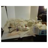 Miscellaneous wedding decor. Netting with lights,