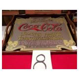 WOOD/MIRROR SERVING COCA COLA TRAY