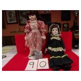 2) PORCELAIN FACE DOLLS