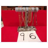 5 NECKLACES, 4 RINGS, COSTUME JEWELRY