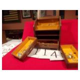 WOOD JEWELRY BOX W/COSTUME JEWELRY
