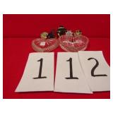 HEART SHAPED JEWELRY BOX W/COSTUME JEWELRY