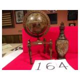 OLD GLOBE & BOTTLE CANDLE HOLDER