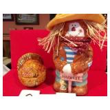 SCARECROW COOKIE JAR W/BOX & TURKEY