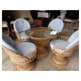 WICKER & GLASS PATIO SET 42" TOP CLEAN