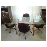 GLASS TOP KITCHEN TABLE AND CHAIRS 74"x44