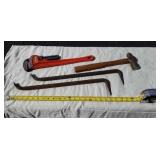 RIDGID PIPE WRENCH:PRY BARS:HAMMER