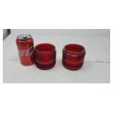 Two Railroad red brakeman lantern globes.