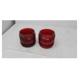 Two Railroad red lantern globes.