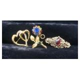 3 - Simulated Stone Brooches