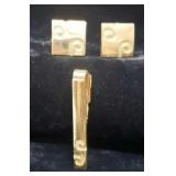 Gold Tie Clip and Cuff Links