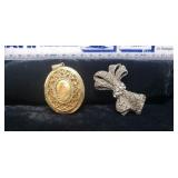 2 - Brooches. Cameo and Bow.