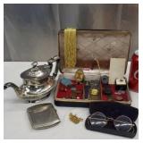 G M Co. Silver plated Tea Pot. Jewelry Box and