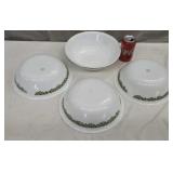 4. Corelle-Ware Serving Bowls. Green Flower